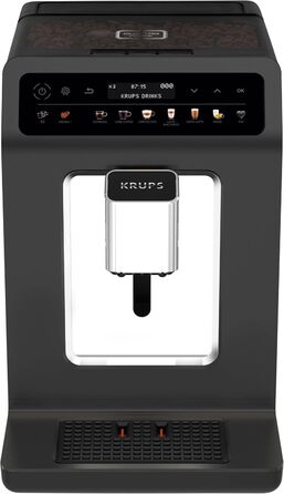 Повністю автоматична кавоварка Krups Evidence One з молочною трубкою, 12 напоїв, функція 2 чашки, кольоровий дисплей, кавоварка, ущільнення TV, чорний, EA895N10, Meteor Graphite Single