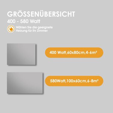 Інфрачервоний обігрівач дзеркала з термостатом, 580 Вт - Інфрачервоний обігрівач дзеркала - Інфрачервоний настінний обігрівач з пультом дистанційного керування - Електричний обігрівач, нагрівальна панель, радіатор - Дзеркало для ванної кімнати 100x60 см, 