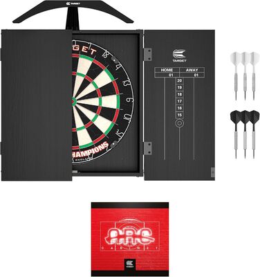 Система освітлення дротиків Target Darts Arc, комплект для домашньої шафи, включаючи мішень для дротиків World Champion та 2 набори дротиків, чорний колір, стандартний розмір
