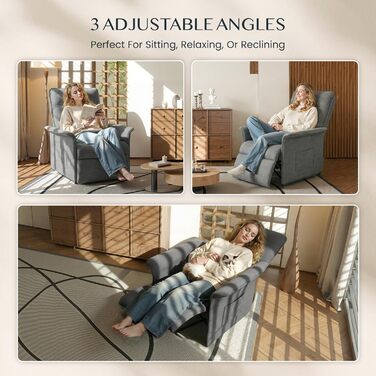 Електричне крісло-реклайнер FLEXISPOT з регульованою спинкою - регульоване крісло для телевізора, крісло-реклайнер з функцією відкидання, регульована спинка 125 - 160 - розслаблююче крісло, ергономічне, темно-сірий, темно-сірий A X1 Electric