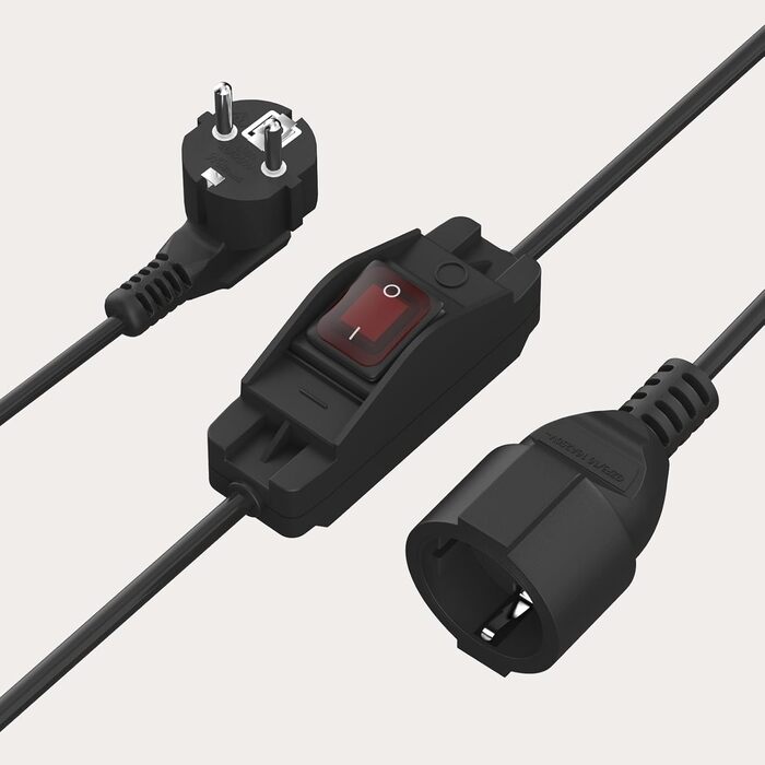Подовжувач із захисним контактом 2M, подовжувач з вимикачем, кабель Schuko, 16A 250V для зовнішнього або внутрішнього використання, будинок, офіс