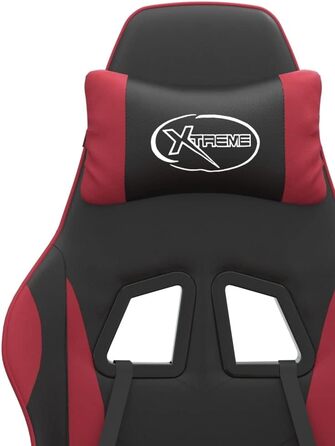 Обертовий ігровий стілець з чорної та бордової штучної шкіри з колесами та регульованою спинкою для оптимального положення сидіння та свободи рухів. 36,5 x 42 см (Ш x Г)