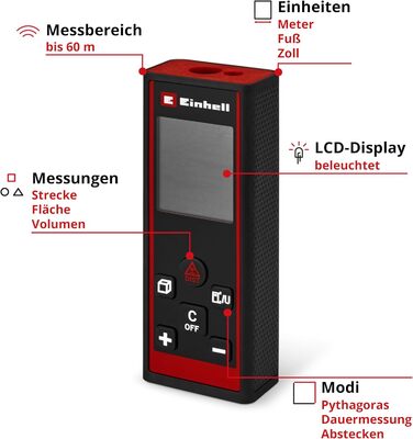 Лазерний далекомір Einhell TC-LD 60 (60 метрів)