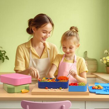 Ланчбокс дитячий Leikeego з роздільниками, герметичний, для хлопчиків та дівчаток, для дитячого садка та школи (Синій)