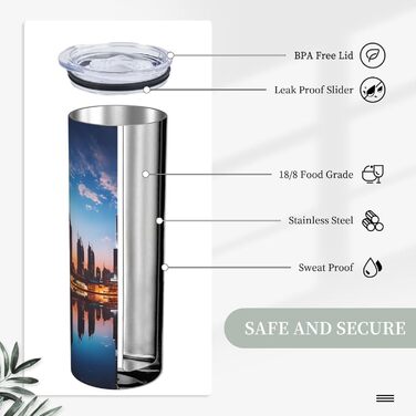 Стаканчик з прямою трубочкою об&39ємом 590 мл, Dubai Sidewinder Tower, дорожній стаканчик з принтом, підходить для кемпінгу, офісу та дому