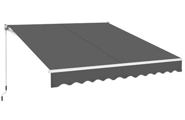 Висувна маркіз Yaheetech, складна маркіз з ручним приводом 300x250 см, регулювання кута нахилу сонячної маркізати (5-35), вкл. настінне кріплення темно-сірого кольору 300 x 250 см темно-сірого кольору