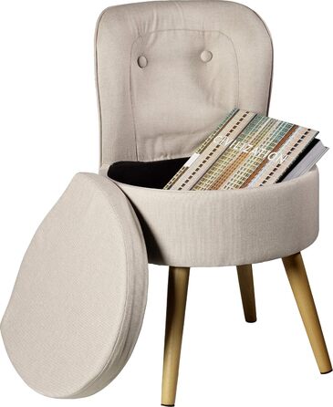 Крісло ECHTWERK Вінс, м&39яке крісло, зручне крісло, висока спинка, м&39яка пінопластова підкладка, дерев&39яні ніжки, 6,2 кг, кремове, широке