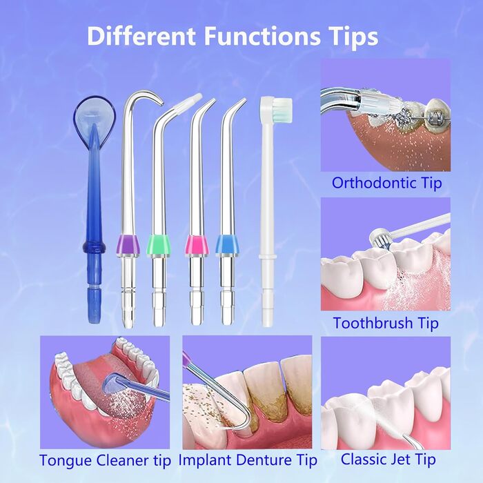 Змінні головки для Waterpik, змінні наконечники з футляром для зберігання, сумісні з Waterpik Water Flosser (6 насадок, комбінація)