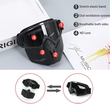 Тактичний шолом Mich зі знімною маскою для обличчя та окулярами для страйкболу, пейнтболу та полювання - ідеально підходить для активного відпочинку, чорні лінзи 2