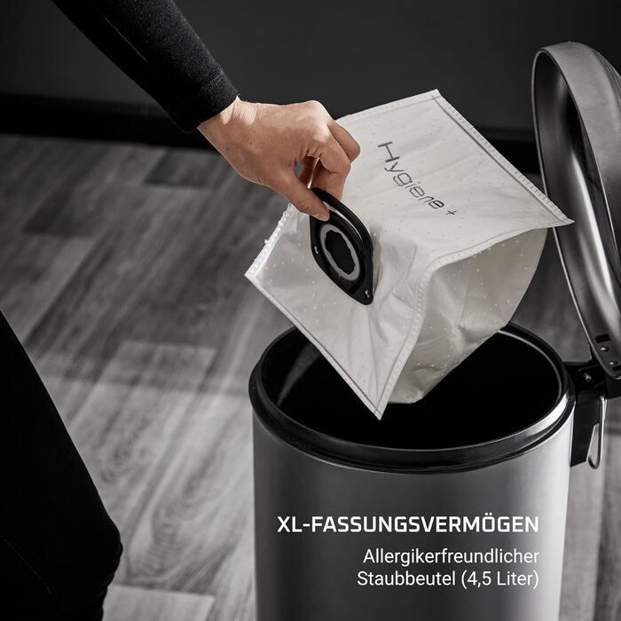 Пилосос з мішком Двигун Effitech 75 дБ (А) Ємність 4,5 л Потужність 750 Вт Чорний будинок Single, 7755 Silence Force Allergy