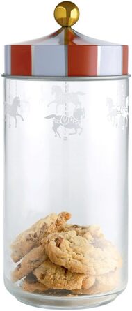 Кухонний контейнер Alessi з герметичною кришкою, жерсть, скло, різнокольоровий, 10,5 x 10,5 x 24,5 см