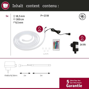 Світлодіодна стрічка SimpLED Outdoor 3m IP65 72 світлодіоди/м RGB в т.ч. 19,5 Вт з регулюванням яскравості Стрічка Білий Пластик, 78889