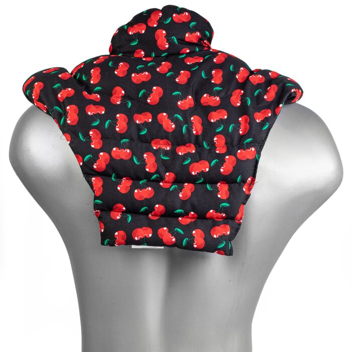 Подушка для шиї для шийного відділу хребта - шия плечі спина - вишнево-чорна - подушка з насінням льону - подушка для шиї з підігрівом - подушка для шиї, вишнево-чорна, з насінням льону