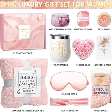 Подарунки для жінок, набір для спа-салону Rose з 11 предметів Ідея подарунка для жінок, подарунковий набір для оздоровлення для дівчини, дня народження, Різдва, Дня матері, мами, найкращої подруги, сестри. Рожевий