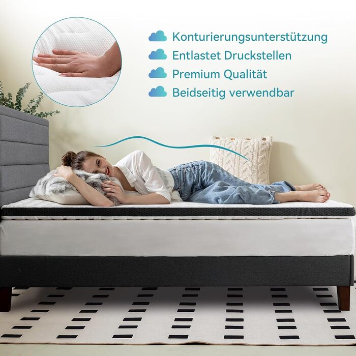 Наматрацник Storeo Basics Comfort з піни з ефектом пам&39яті, плюшевий, 180 x 200 см, висота 7 см, білий 180 x 200 x 7 см