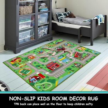 Дитячі килимки ігровий килимок для дітей місто 160х100см нековзний дитячий килимок ігровий килимок машинного прання з коротким вор