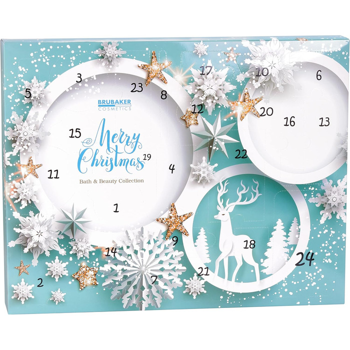 Різдвяний календар краси BRUBAKER Cosmetics 2025 - XXL різдвяний календар здоров&39я для жінок та дівчат - 24 засоби догляду за тілом та спа-аксесуари - м&39ятно-блакитний