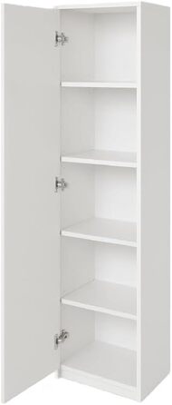 Шафа з 5 полицями - Шафа шириною 40 см, висотою 185 см, глибиною 35 см - Спальня, дитяча кімната, білизняна шафа, ванна кімната - 1 дверцята, білий