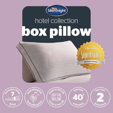 Підтримуюча подушка Silentnight Luxury Hotel Collection Box подушка готельної якості для сну на спині та боці з коробчастою коробчастою конструкцією для додаткової підтримки голови, шиї та плечей