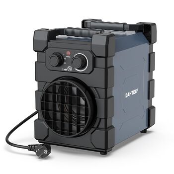 Професійний вентилятор-обігрівач з важким сталевим корпусом, 2000 Вт, будівельний обігрівач, електричний обігрівач, будівельна сушарка для гаража, будівельного майданчика, 2 кВт, чорний