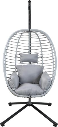 Підвісне крісло SVITA Belly з каркасом, складне, підвісне сидіння, підвісний кошик, сірий