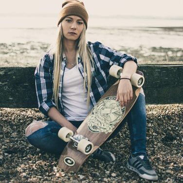 Скейтборд Osprey Single Kick Tail Cruiser In Skate We Trust Brown 27.5" міні-круїзер 70 см old school single kick 7-шаровий канадський клен ABEC-7 PU колеса 60x51 мм для новачків профі In Skate We Trust дизайн оригінал Великобританія 2025