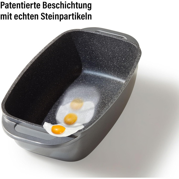 Лита алюмінієва жаровня з кришкою 40x22 см, 5,6 л Індукційна духовка безпечна для всіх типів плит, кришку можна використовувати як