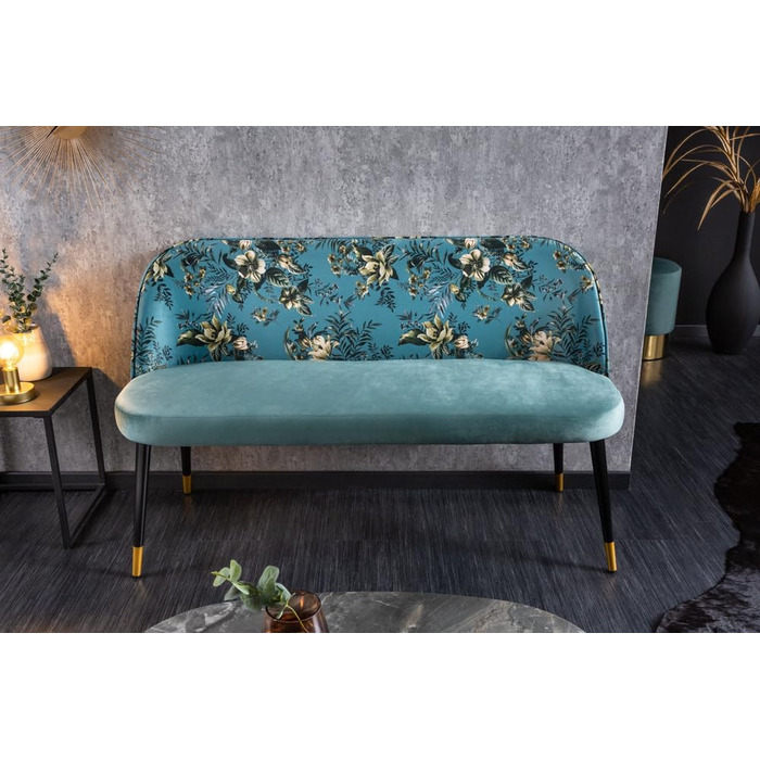 Бірюзовий оксамитовий квітковий візерунок і золоті шапки Бірюзовий, квітковий