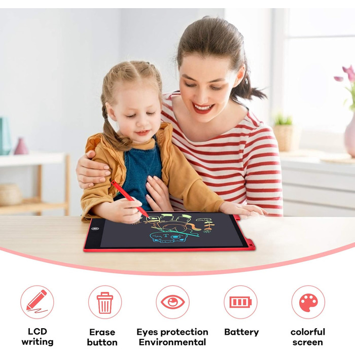Барвиста РК-дошка 12 дюймів, РК-планшет Електронний планшет Графічний планшет Цифровий блокнот для малювання, Дитяча іграшка ДЛЯ Д
