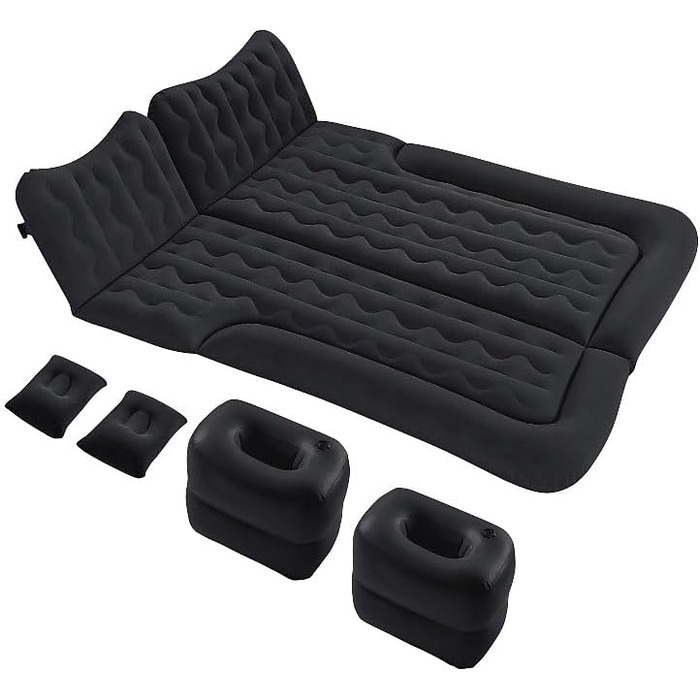Надувний матрац Lescars Надувний автомобільний матрац XXL 180 x 135 см, з 12-вольтовим повітряним насосом та мішком (дорожній надувний матрац, автомобільний матрац, подушка сидіння)