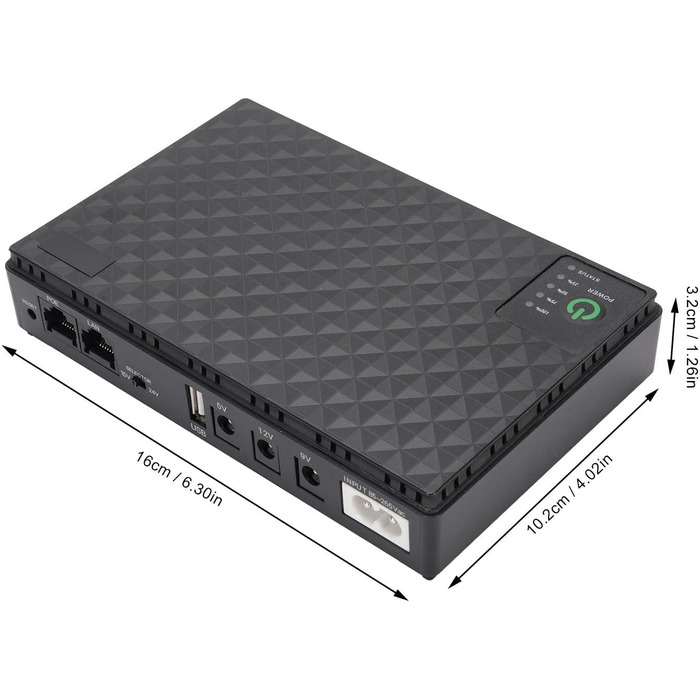 Джерело безперебійного живлення (UPS) з акумулятором 10400 мАг, USB 5В DC 5В/9В/12В, PoE 15В/24В, потужністю до 18Вт (Європейська вилка 85-265В)