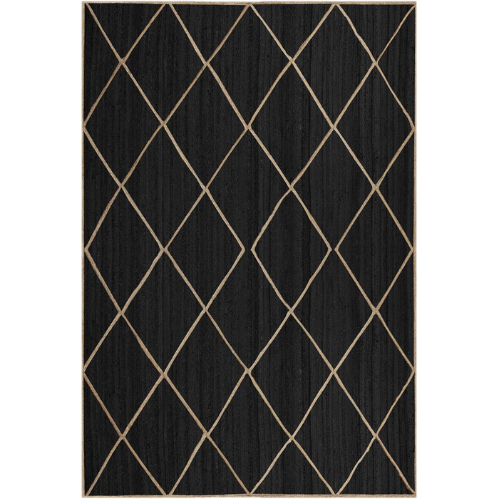 Килимок CASAVANI Kilim, 22,9 x 30,5 см, чорно-бежевий, тканий джутовий килим, для приміщень і вулиць, плоске плетіння, зони з висо