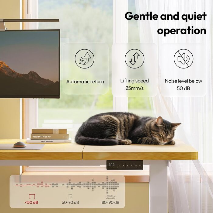 Письмовий стіл з регульованою висотою 18080 см Електричний стіл для роботи стоячи з подвійним двигуном, надзвичайно стабільною рамою та функцією пам&39яті (білийклен) 180 x 80 см клен