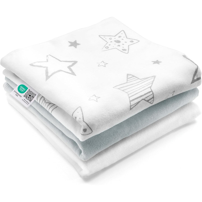 Серветки зірочки - упаковка 3, 80x80 см - м'які серветки для відрижки дитини з 100 бавовни - перевірені на вміст шкідливих речовин