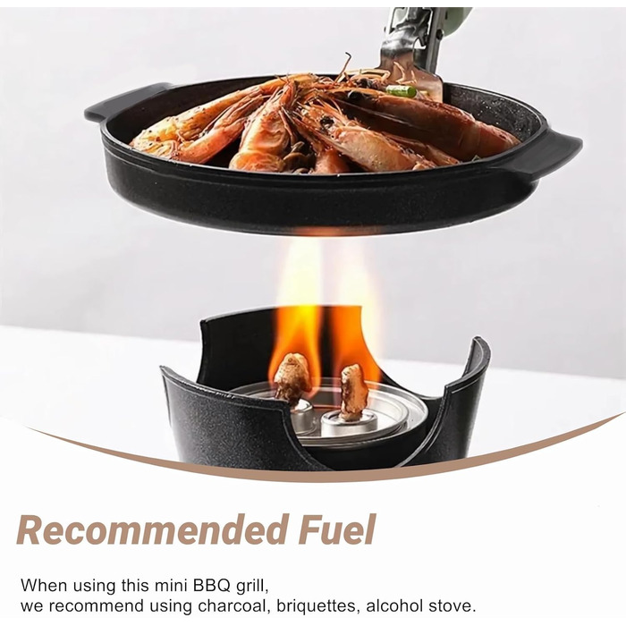 Кемпінговий гриль, чорний міні-стильний антипригарний портативний маленький вугільний гриль для кемпінгу, пікніків, подарунків на новосілля (19,5 см) Hn Bbq18a