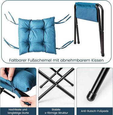 Крісло COSTWAY з підставкою для ніг, відкидне крісло з підлокітниками, бічною кишенею та підставкою для ніг, крісло для відпочинку, крісло для телевізора, крісло з відкидною спинкою для вітальні, спальні, офісу (синє) синє з підставкою для ніг