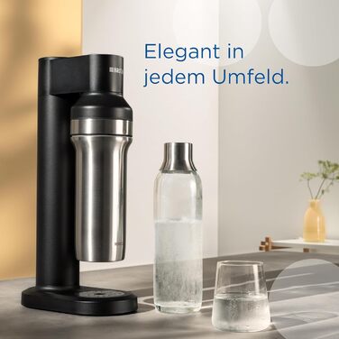 Скляна пляшка BRITA для SodaTRIO Maker (1 л), 2 упаковки змінні пляшки легкі, елегантні скляні пляшки для води в подвійній упаковці/пляшках для газованої води з полірованою кришкою з нержавіючої сталі