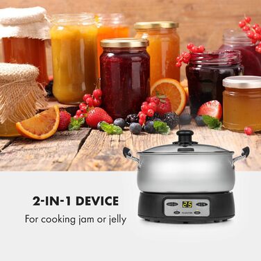 Варильна машина Klarstein Jam Session, 1000 Вт, 2 автоматичні програми, регульований час приготування, автоматична мішалка, внутрішня каструля з покриттям, каструля, яку можна мити в посудомийній машині, об'єм 3 літри 1000 Вт