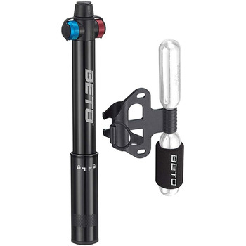 Міні-велосипедний насос з CO2-качалом ручний насос з двома режимами / клапан CO2 портативний велосипедний насос для шин, запатентований автоматичний перемикач, подвійна головка, стиль Presta/Schrader A