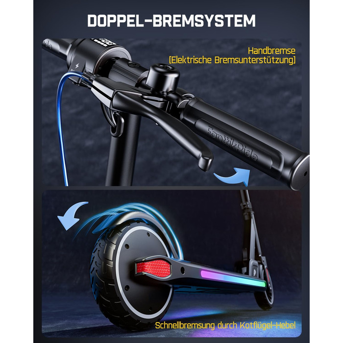 Дитячий електросамокат FanttikRide T9 Apex, 1,31,7 м, двигун 200 Вт, кольорове світлодіодне підсвічування з Bluetooth-динаміком, цифровий дисплей 12/16/20 км/год, регульована висота, складається, до 40 хвилин (без допуску типу), чорний