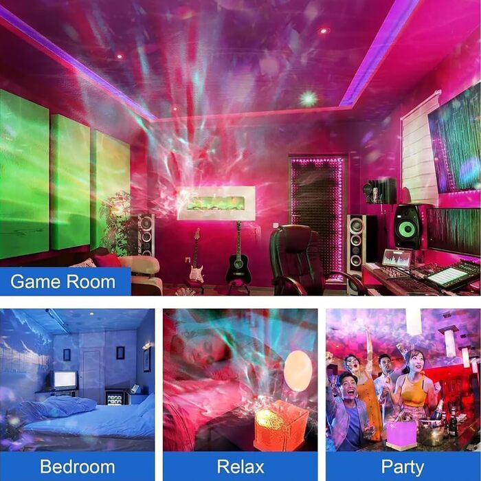Світлодіодний проектор зоряного неба, лампа Aurora - 16 кольорів, 30 режимів освітлення, лампа північного сяйва, підходить для прикраси дитячої кімнати/вечірок/святкових подарунків