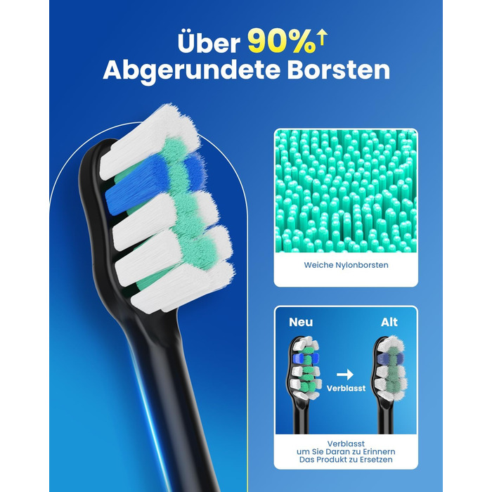 Електрична звукова зубна щітка для дорослих та дітей, 5 режимів чищення з 3 рівнями інтенсивності, 8 змінних насадок та дорожній футляр, акумуляторна зубна щітка (, в упаковці) Чорна