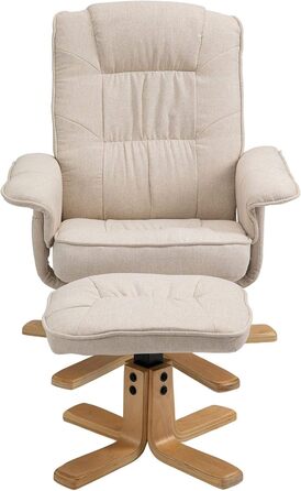 Крісло-реклайнер IDIMEX Charly з підніжкою, поворотне та регульоване по куту нахилу, бежевий максимум навантаження 100 кг для вітальні, крісло для телевізора, крісло-реклайнер, м&39яке крісло та підніжка