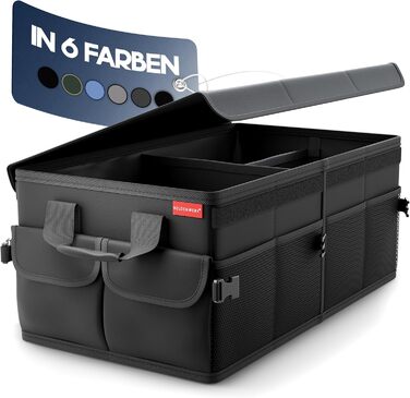 Організатор багажника HELDENWERK Premium з кришкою, стійкою та нековзною - Складана сумка для багажника велика з подвійним дном -