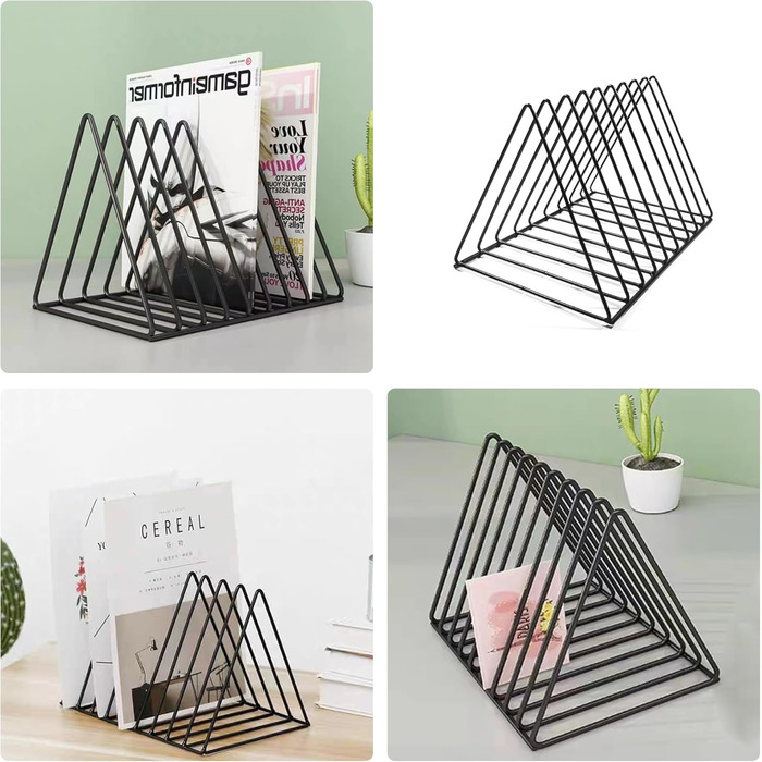 Секційна металева підставка для журналів, настільне сховище для платівок, тримач для вінілових платівок на 9 слотів, для офісу, документів, журналів, чорний колір, 2-