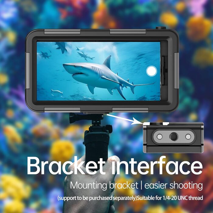 Чохол для підводного плавання для iPhone 17/16/15/14/13/12/11 Pro Max/XR/XS/X та інших, професійний захист 15 м/50 футів, водонепроникний чохол для підводного плавання, серфінгу, фото та відео (чорно-помаранчевий)