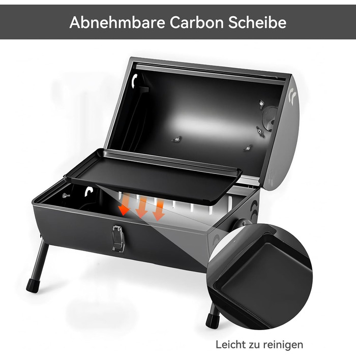 Портативний гриль-барбекю, вугільний гриль, складний кемпінговий гриль, двосторонній гриль-коптильня для використання на свіжому повітрі та в саду, кемпінгу, походів, пікніка, чорний
