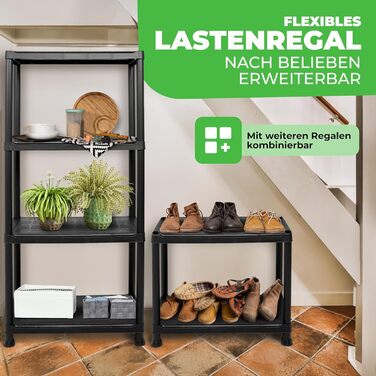 Міцний стелаж, комплект з 2 шт., підвальні стелажі, стелажі для зберігання, безболтові стелажі, стелаж для комори, 131 x 60 x 30 см, кожен стелаж витримує до 80 кг та має 4 полиці