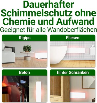 Протипліснявий обігрівач зі спеціальною інфрачервоною захисною мембраною - Знищує плісняву особливо енергоефективним та безхімічним способом на стінах, шпалерах, у ванних кімнатах та підвалах - Anti Mold Dry 50 Вт (50x10x1,3 см)