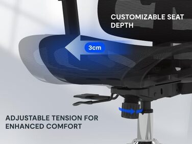 Ергономічне офісне крісло FLEXISPOT, стілець для роботи, 3D підлокітники, 3D підголівник, 5D регульована спинка, дихаюче сидіння, вантажопідйомність до 136 кг, ErgoX, темно-сірий, сірий Lite